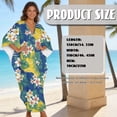 thumbnail image 7 of Xoenoiee Tropical Plumeria Flower Print Mumu Dresses for Women Plus Size, Monstera Palm Leaves Bohemian Kaftan Dress Batwing Sleeve Caftan Beach Cover Up Summer Long Maxi Nightgown Soft Loungewear, 7 of 7