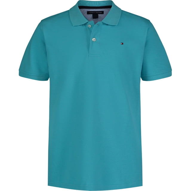 Polo Tommy Hilfiger para niños de manga corta, color azul hiedra, 8 años