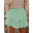thumbnail image 2 of BdTemWBs Summer Mini Skirts for Women 2025 Casual Boho Ruffle Tiered Skorts High Waist Solid Color Flowy Short Dresses Vacation Outfits, Green, XX-Large, 2 of 7