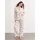 thumbnail image 1 of Conjunto de pijama de 2 piezas con corona navideña para mujer, camisa abotonada de manga larga con ribete festoneado y pantalón, ropa de dormir informal, 1 of 5