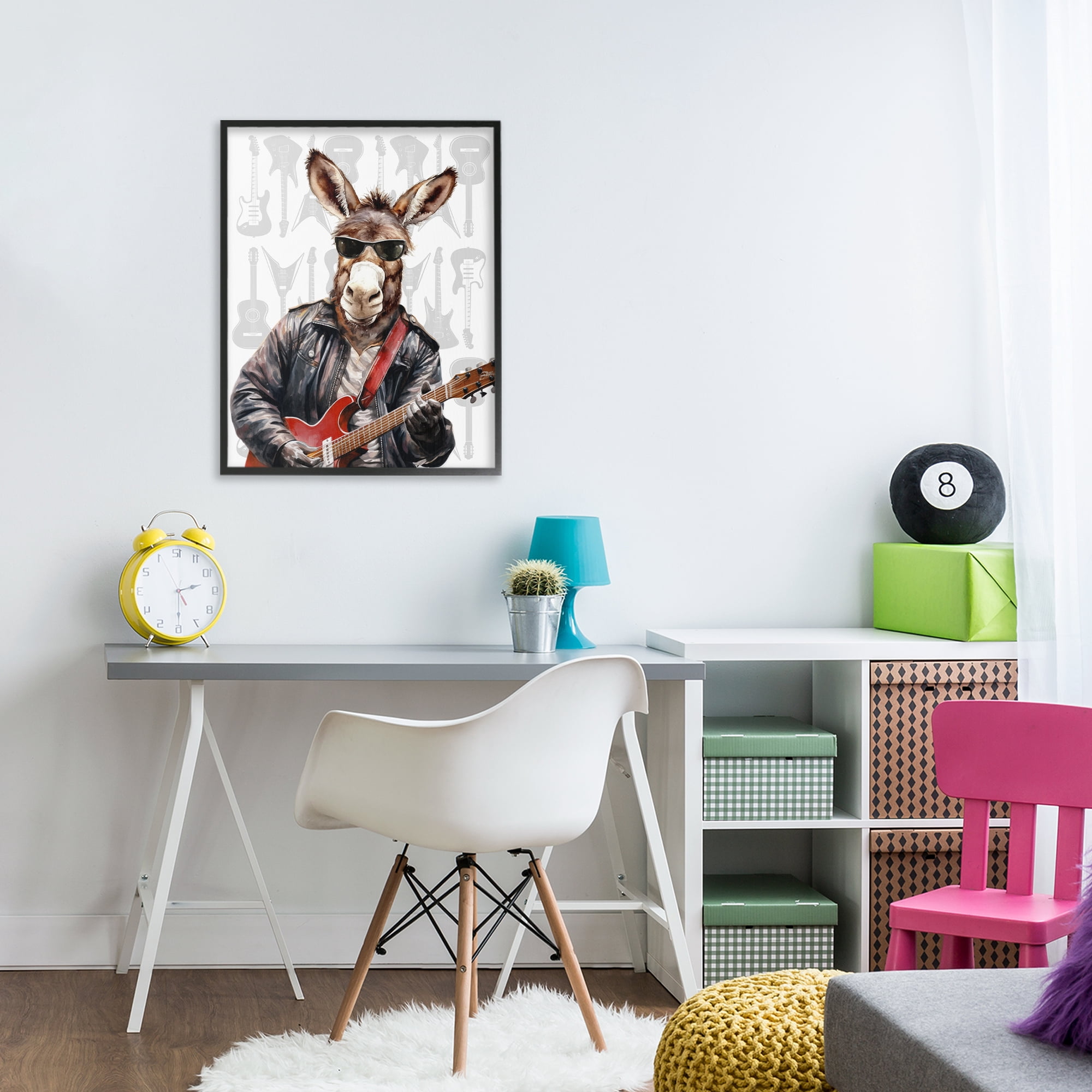 Stupell Industries Performing Musician Donkey Black Framed Giclee Art, design by CAD Designs