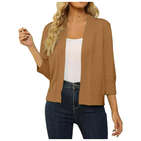 Lixiuxyad Sweater Duster for Women "Women's Elegant 3/4 Sleeve Knit Cardigan Slim Fit Fashionable Open Front Outerwear"