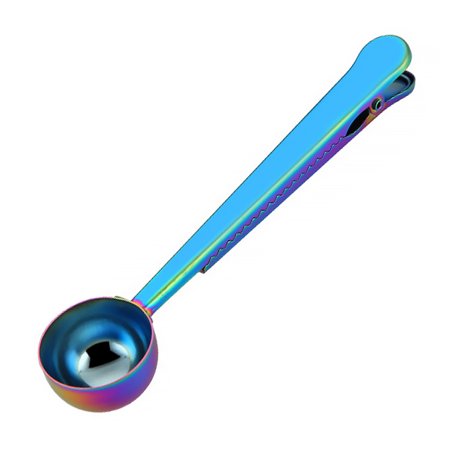 

Coffee Scoop Clip 2 in 1 Long Handle Stainless Steel Spoon Food Bag Sealer Tea Scooper Colorful