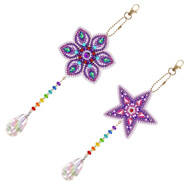 Ounissouiy 2 piezas de pintura de diamantes de imitación llavero de punto de cruz bordado de cristal llavero DIY Kit accesorios de artesanía Type3 NO3