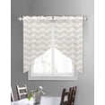 thumbnail image 3 of Cream Moire Swag Valances for Windows, Water Ripple Stripe Farmhouse Rod Pocket Sheer Valances for Small Windows, Swag Toppers Light Filtering for Kitchen Living Room 2 Panels 36''x36'', 3 of 6