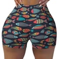thumbnail image 2 of Gukieu Colorful Fish Print Women's Sports Shorts, Elastic Waist High Stretch Running Yoga Gym Sweatpants-Large, 2 of 8