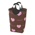 thumbnail image 2 of Waterproof Collapsible Laundry Hamper, Brown Floral Heart Pattern Aluminum Handle Laundry Bag, 50L, 2 of 6