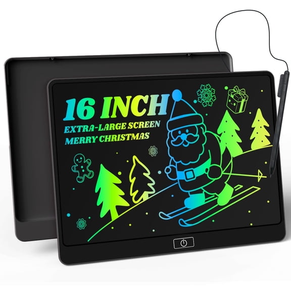 LCD Writing Tablet,16 Inch Colorful Screen Doodle Board Toddler Educational Toys for 3 4 5 6 Years Old Boys Girls Reusable Portable Drawing Tablet Christmas Toys Gifts for Kids (Black)