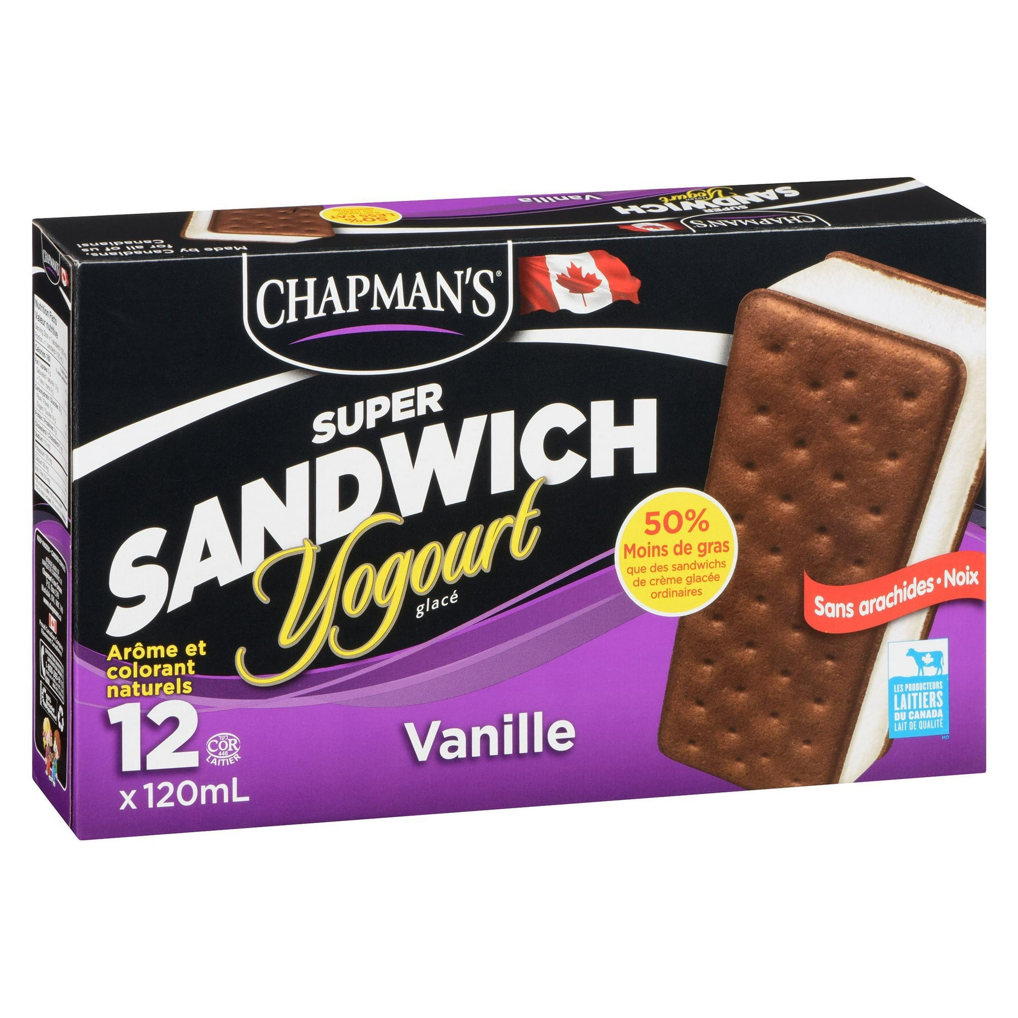 Chapman's Super Sandwich Vanilla Frozen Yogurt in a Box, 12 x 120mL