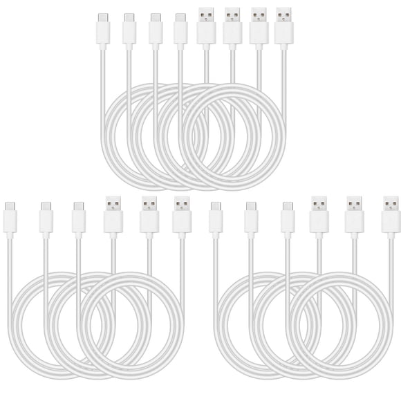 Paquete de 10 cables USB tipo C Smays, cables de carga tipo C de 1m, color blanco