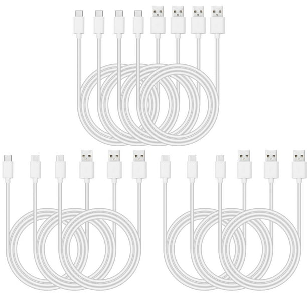 Paquete de 10 cables USB tipo C Smays, cables de carga tipo C de 1m, color blanco