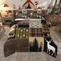 Homewish Jungle Animal Deer R Bedding Comforter Set,Woodland Animal Twin Comforter Sets,Brown Black Bedding Set For Men Women,Microfiber Bedroom Decor Reversible,2-Piece