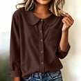 thumbnail image 4 of Neewe Cotton Blend Button Down Shirt for Women Collared Blouse Casual Long Sleeve Tops Daily Outfits, 4 of 6