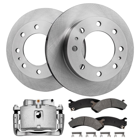 Detroit Axle - Front Brake Kit for Express Savana Silverado Sierra Savana 2500 3500 Cadillac DeVille Hummer H2, Disc Brake Rotors Brake Pads Right Caliper: 12.8 inch Rotor