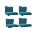 thumbnail image 1 of Cubierta de asiento de taburete con respaldo corto y bajo universal verde de 4 piezas con banda elástica para bodas, cocina, comedor, Zulema Funda para silla de comedor, 1 of 5