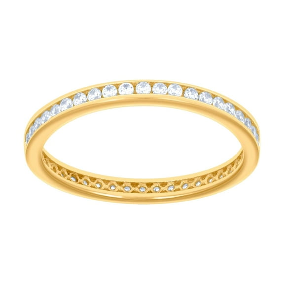 14k Yellow Gold Womens Cubic Zirconia Eternity Band Ring 2.2x2.2mm Wide Eternity Ring for Women and Men