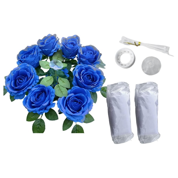 Adorno floral para la parte delantera del coche de boda, cintas decorativas para el espejo, adorno para el coche de novia Azul