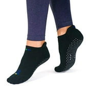 HSP Non-Slip Yoga Qi Socks for Men and Women Non-Slip Grip Socks for Dance, Workout, Barre, Ballet, Barefoot Training (L, Black)
