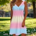 thumbnail image 4 of gakvbuo Summer Tank Dress For Women Mini Dress Pleated V-Neck Sleeveless Sundress T-Shirt A-Line Dress Beach Short Dress, 4 of 6