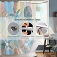 thumbnail image 4 of Nautical Coastal Waterproof Fabric Shower Curtain, Starfish Seashell Coral Beach Themed Bath Curtain Blue Pink Ocean Shower Curtains for Bathroom with 12 Hooks 72x72 Inches, 4 of 6