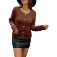 thumbnail image 1 of Suéteres de Punto para Mujer, Moda de Otoño, Larga, Botones, Chaqueta Informal de Moda, Ropa de Invierno Color Caramelo XL, 1 of 8