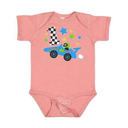 

Inktastic Happy 1st Birthday Blue Racing Car Gift Baby Boy or Baby Girl Bodysuit