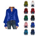thumbnail image 1 of Hauts en Velours pour Femmes Mode Printemps 2026 Manches Longues Boutonné Col à Revers Chemise Décontractée Blouse, 1 of 5