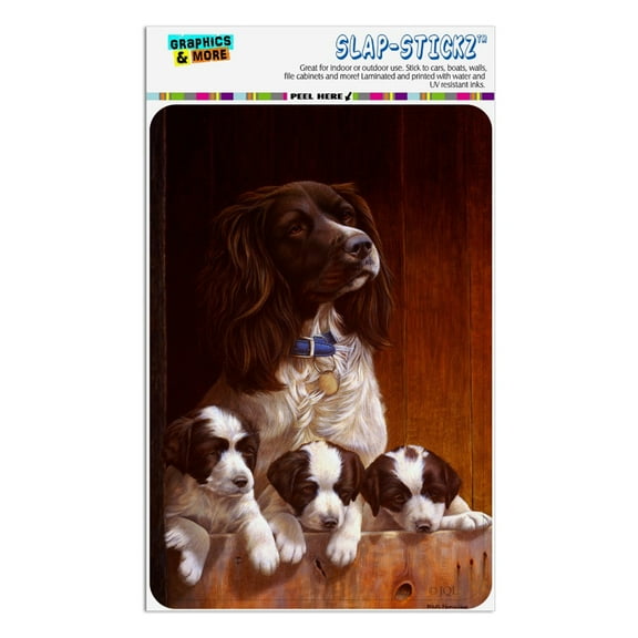 English Springer Spaniel Mother Puppies in Barn Home Business Office Sign