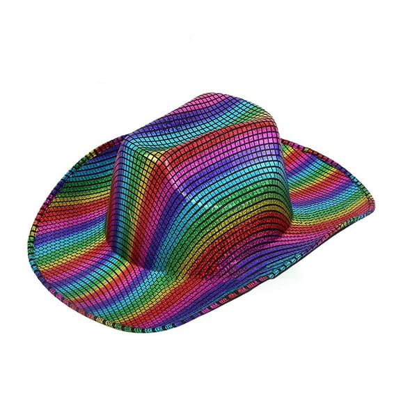 Vacation Cowboy Hats Glittered Panama Hat Rainbow Color for Girl Teens Cowboy Hats for Carnivals Music Festival