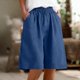 thumbnail image 5 of Pantalones Pantalones para Mujeres Detalle de Botón de Color Sólido Estilo de Lino de Doblado Laminado Pantalones Casuales para Uso Diario Todas las Estaciones, 5 of 8