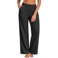 thumbnail image 3 of Zulora Women's High Waist Wide Leg Pants Drawstring Hem Casual Jogger Trousers with Pockets Loose Fit for Daily Workout, 3 of 9