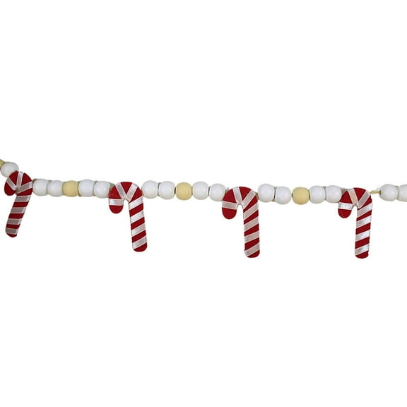 Ganz Candy Cane Bead Garland - One Garland 3.25 Inch, Mdf (Medium-Density Fiberboard) - Holiday Trimming Peppermint Mx188501