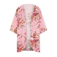 thumbnail image 4 of Chiffon Kimono Cardigans for Women, Floral Print Loose Open Front Kimono Cover ups for Ladies Summer Dressy Top Beige L, 4 of 5