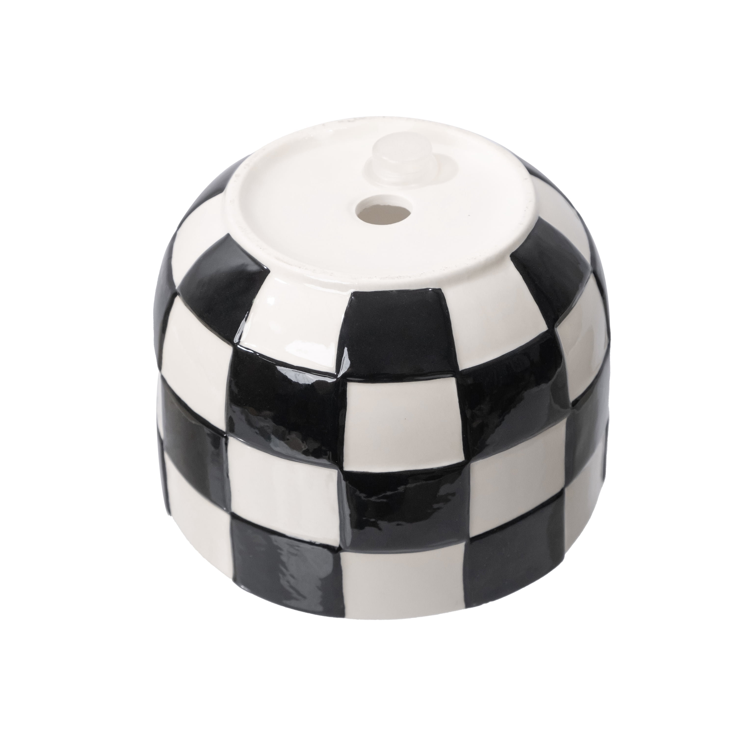 Mainstays Lennon 6" x 6" x 4.5" Round Black Checkered Ceramic Planter