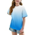 thumbnail image 3 of Girls Short Sleeve T Shirts Kids Summer Oversized Tops Gradient Print Casual Crewneck Basic Tees 5-15 Years, 3 of 6
