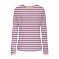 thumbnail image 4 of VEKDONE Women Stripe Shirts Ribbed Knit Slim Fit Tops Long Sleeve Basic Tee Casual Stretch Crewneck Blouses Underscrubs Layer Clothes, 4 of 8