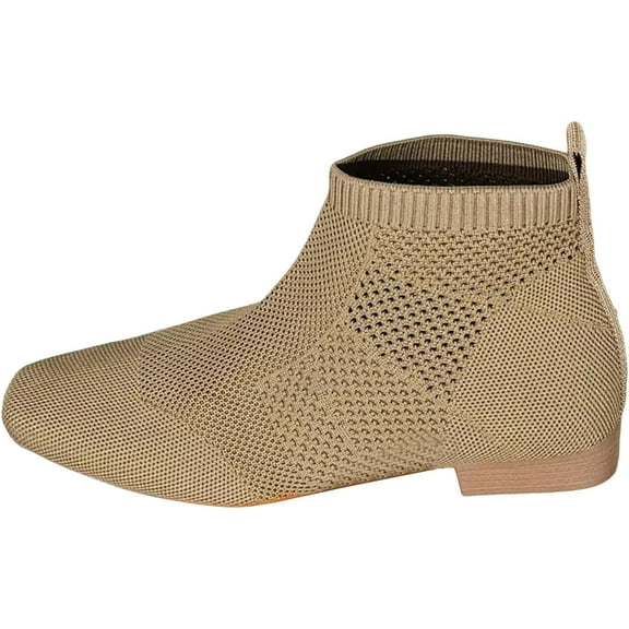 Women's Slip-On Ankle Boots - Pointed Toe Low Heel with Elastic Sides
