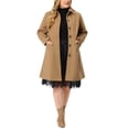 thumbnail image 2 of Agnes Orinda Women's Plus Size Coat Solid Single Breasted Long Fall Winter Outerwear with Pockets 3X Camel, 2 of 6