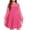 Hot Pink, variant on Arshiner Girl's Contrast Mesh Puff Long Sleeve High Waist A Line Black Short Dress with Pockets