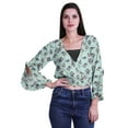 thumbnail image 1 of Moomaya Printed Womens Crop Top Wrap Style Top Wear Ruffle Long Sleeve Casual Summer Blouse, 1 of 5