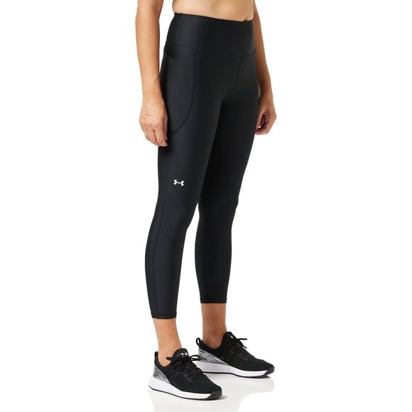 Under Armour Women's Standard HeatGear High No-Slip Waistband Ankle Leggings, Black (001)/White, Small Short