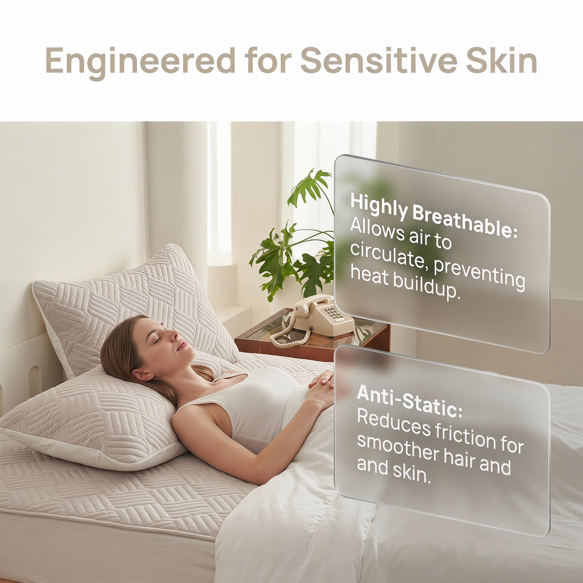 Unique Bargains 2Pcs Standard Size Breathable Cotton Pillow Protectors Queen Light Gray