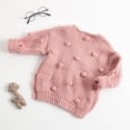 thumbnail image 3 of Spring hue Baby Girl Warm Sweater Knitted Bubble Ball 3D Pom Cardigan Coat, 3 of 6