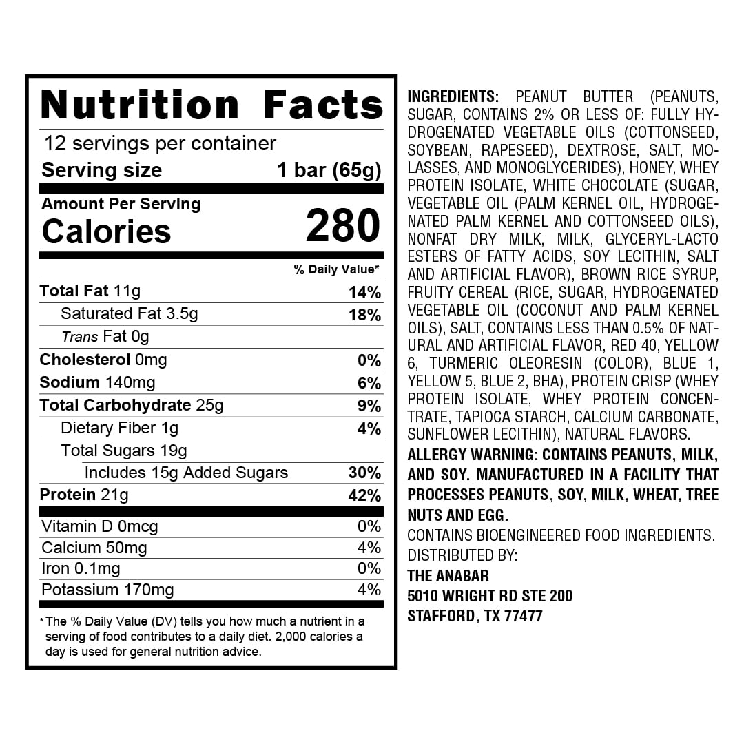 Anabar Fruity Cereal Crunch 12 Protein Bars Final Boss Performance 21 Grams