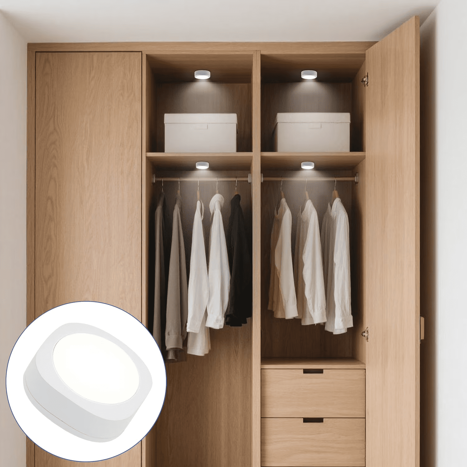 Cedar Hill Tap Light,LED Puck Lights 100 Lumens with Remote Control,Wireless Touch Light Under Cabinet,Night Light for Closet, Bedroom, Wall, Classroom