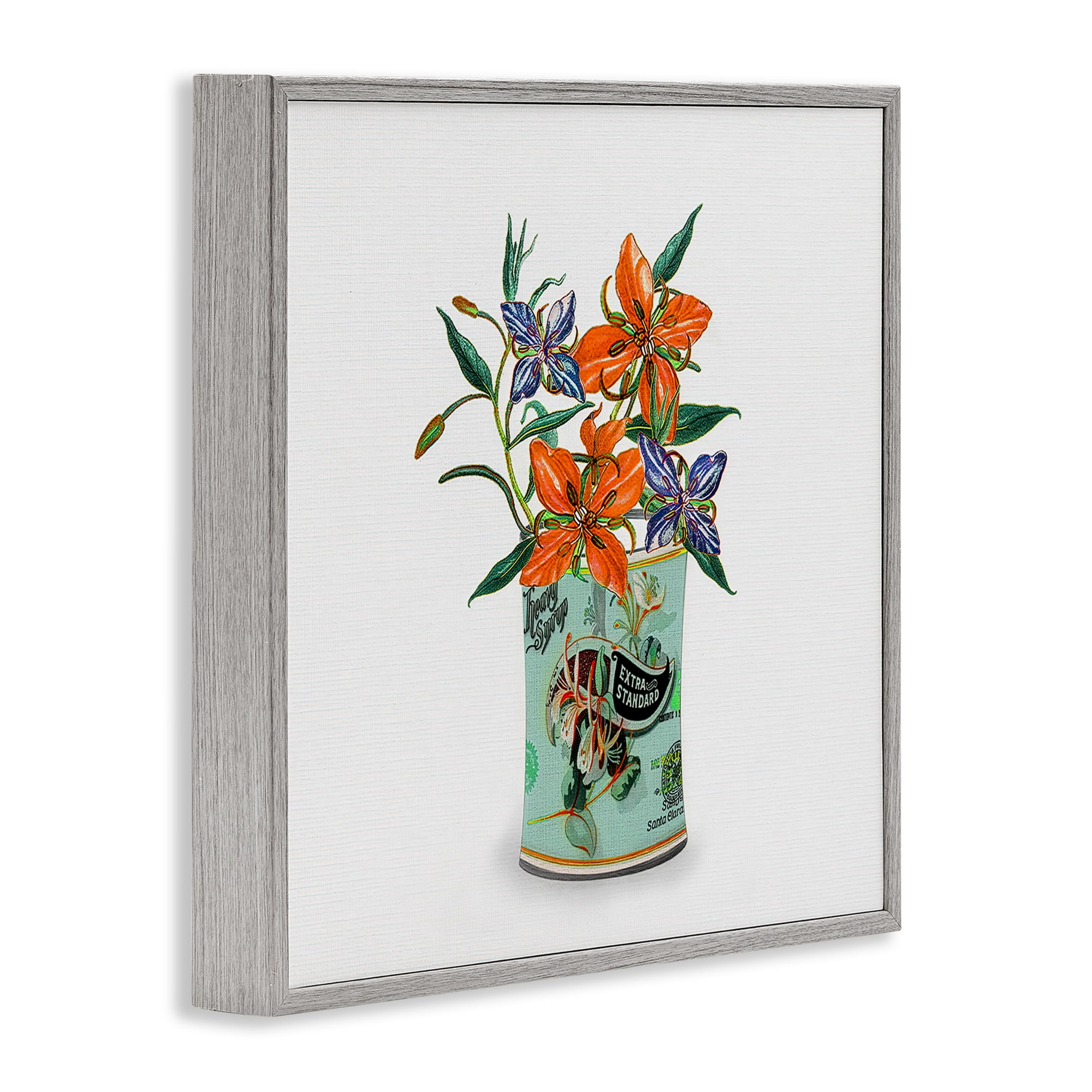 Stupell Industries Lilies in Retro Tin Gray Framed Giclee Art, design by Val Rhodes