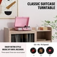 thumbnail image 5 of DIGITNOW Turntable Record Player 3 Speeds with Built-in Stereo Speakers, Suitcase Design - Pink, 5 of 7