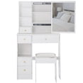 thumbnail image 6 of 29.2" Small Space Desktop Vanity Table with Cushioned Stool - Extra Large Sliding Mirror & Multi-Layer Storage (White), 6 of 12