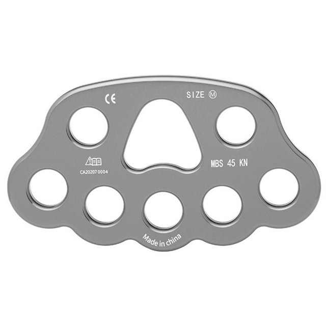Yuarrent Placa de aparejo para escalada, diapasón, equipo de montañismo resistente profesional, divisor de punto de anclaje, accesorio de Escalada Gris-plata