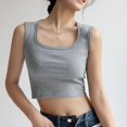 thumbnail image 1 of Camisola de algodón tejida con tirantes anchos para cubrir el pecho, prenda exterior sin mangas de verano para mujer, top ajustado para chica sexy, 1 of 6